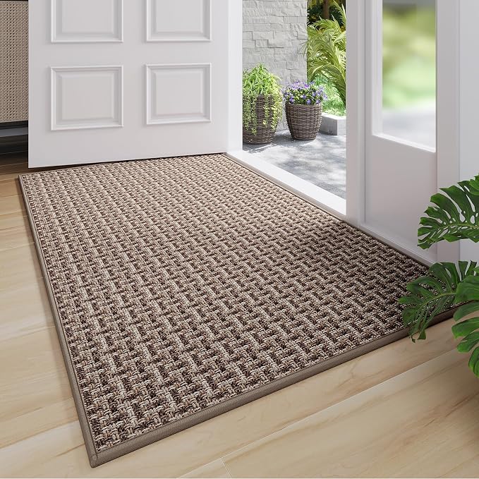 Indoor Door Mat 36x60 Dirt Resistant and Absorbent, Non-Slip Rubber Backing Floor Mats, Easy Clean Low-Profile Doormat for Entryway, Front Door, Inside Entrance Brown by YDKGL