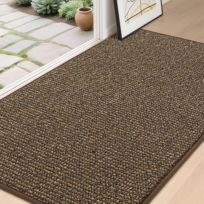 BEQHAUSE Dirt Trapper Door Mat 36" x 60", Non-Slip Washable Doormats Entrance Mat, Dirt Resistant and Absorbent Welcome Mat, Low Profile Floor Mats for Front Back Door and Entryway, Brown by BEQHAUSE