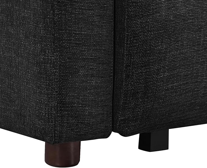Serta Glendale 90.2" Queen Size Wall-Hugging Convertible Sofa, Dreamcoil Comfort, Chenille Fabric, Black