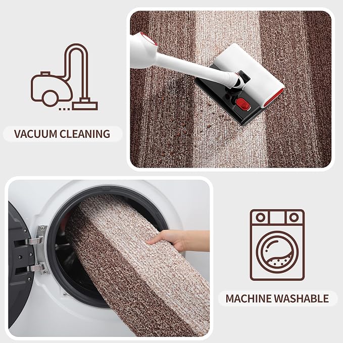 Kitinjoy Indoor Outdoor Door Mat, 32x20 Non-Slip Absorbent Dirt Trapper, Low-Profile Washable Inside Entrance Front Floor Mat, Sturdy Soft Entry Doormats for Entryway, Brown - Image 5