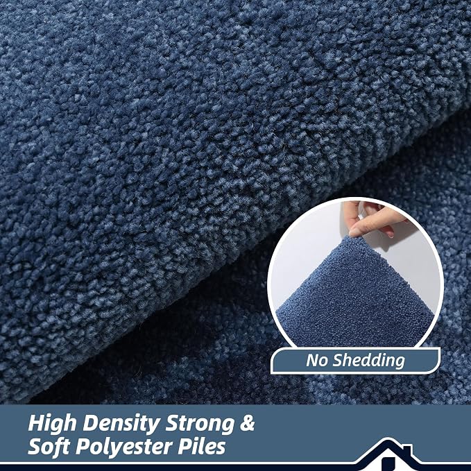 BEQHAUSE Door Mat Indoor Entrance Dirt Trapper Rugs for Entryway Non Slip Welcome Mat Absorbent Floor Mat Low Profile Washable Front Doormat for Dirty Paws, 24" x 36", Navy Blue - Image 5