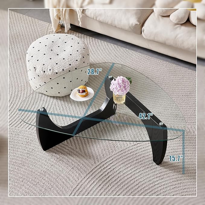 Btrpily Wooden Coffee Table - Modern Black Coffee Table， Contemporary, Stylish, High-End Furnishing for Your Living Room (Black, Triangle)