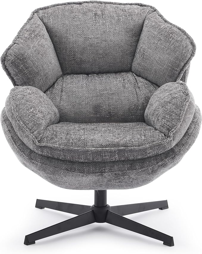 IWMH Swivel Accent Chair Set of 2, Upholstered Accent Chair, Comfy Padded Cross Armchair, Metal Frame & Wide Seat Lazy Chair, Leisure Sofa Chair for Living Room, Bedroom (Gray*2)
