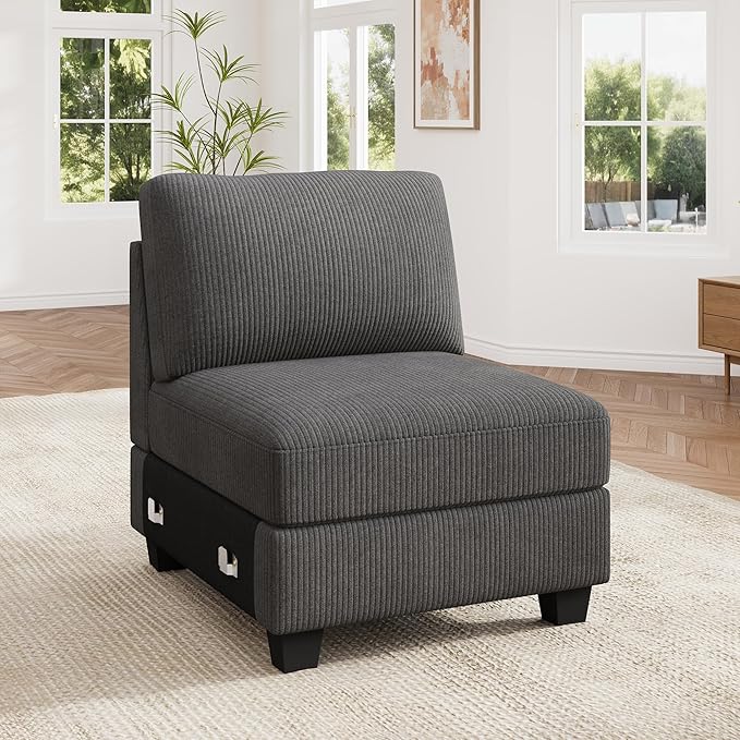 HONBAY Modular Sectional Sofa, Armless Chair for Sectional Couch, Grey