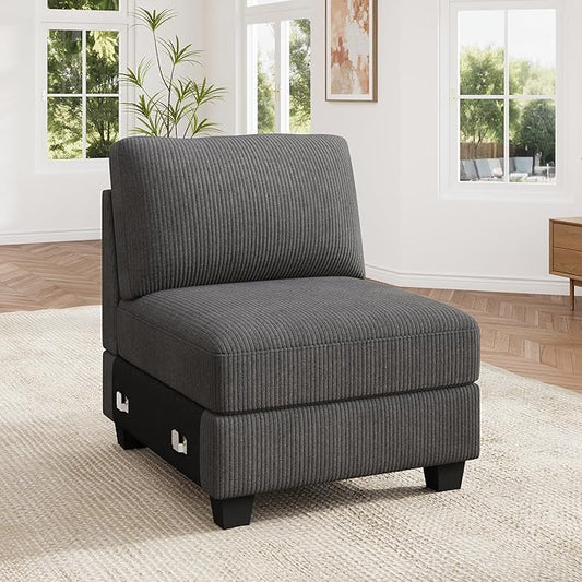 HONBAY Modular Sectional Sofa, Armless Chair for Sectional Couch, Grey