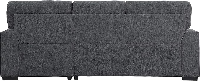 Lexicon Mid Century Modern Sectional Sleeper Sofa Bed Couch with Storage Chaise, Sectional Sofa Pull Out Couch Bed, Sectional Couch Lounge Sofa for Living Room Apartment, Right Side Chaise, Charcoal