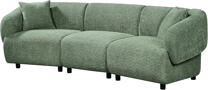 Christopher Knight Home Obito Boucle Upholstered 3-Seater Sofa, Modern Home Sofa Living Room, Wooden Large Upholstered Sofa Couch for Apartment/Home Office, Olive Green