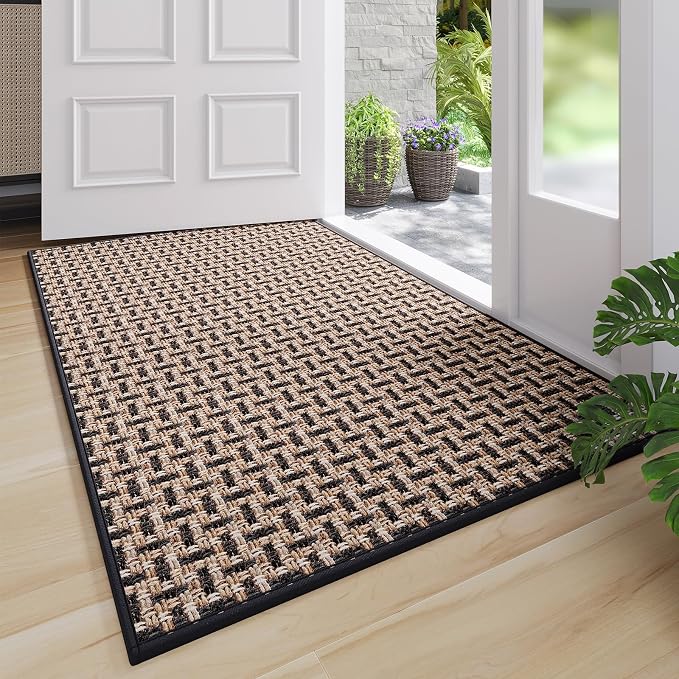 Indoor Door Mat Dirt 36x60 Resistant and Absorbent, Non-Slip Rubber Backing Floor Mats, Easy Clean Low-Profile Doormat for Entryway, Front Door, Inside Entrance Black by YDKGL
