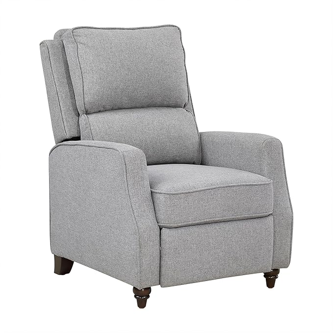 Lexicon Push Back Recliner Chair Living Room, Reclining Sofa Chair, Modern Recliner, Fabric Recliner Arm Seat for Living Room/Office/Apartment, Gray