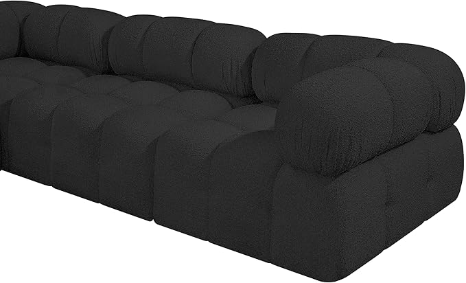 Meridian Furniture 611Black-S136A Ames Collection Modern | Contemporary Modular Sofa with Rich Black Boucle Fabric, Modular to Create Infinite Configurations, 136" W x 34" D x 28" H, Black