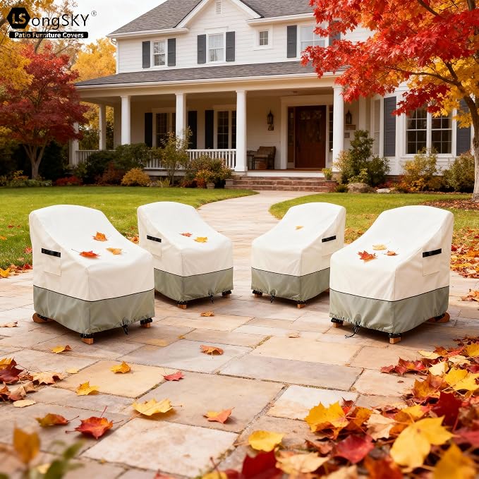 Patio Adirondack Chair Cover 2 Pack,Waterproof Heavy Duty Outdoor Chair Covers,Patio Adirondack Chair Cover for Outdoor Chair(33 W x 35 D x 36 H inches),Beige - Image 7