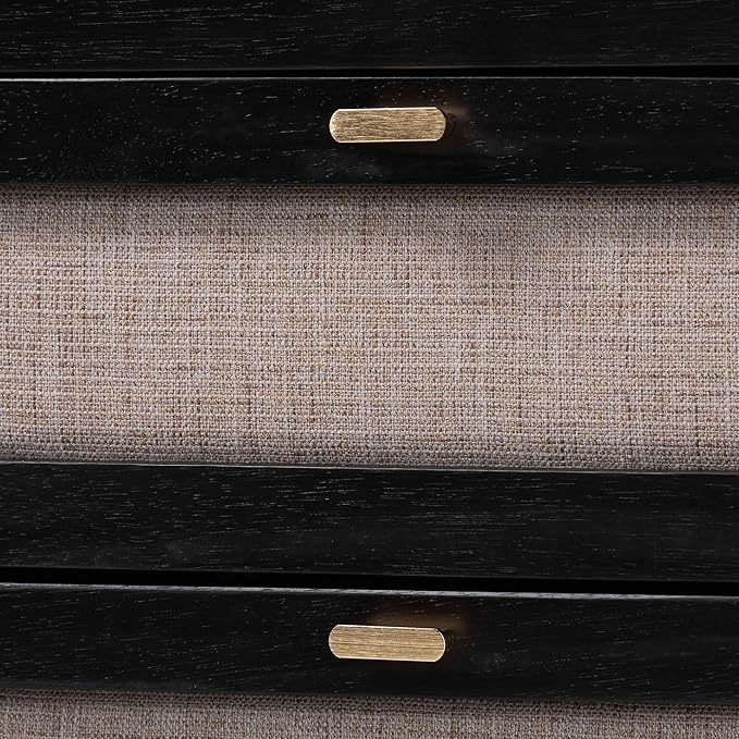 Baxton Studio Shirin Beige Fabric and Black Wood Queen 4-Piece Bedroom Set