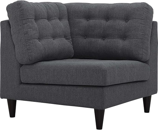 Modway Empress Mid-Century Modern Upholstered Fabric Corner Sofa In Gray