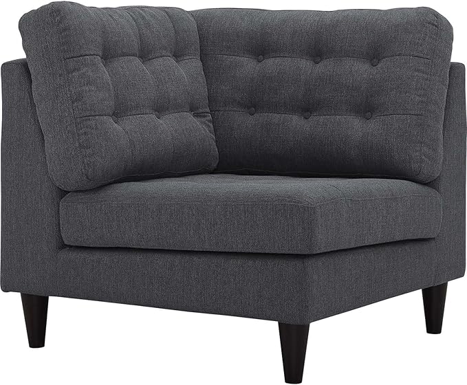 Modway Empress Mid-Century Modern Upholstered Fabric Corner Sofa In Gray