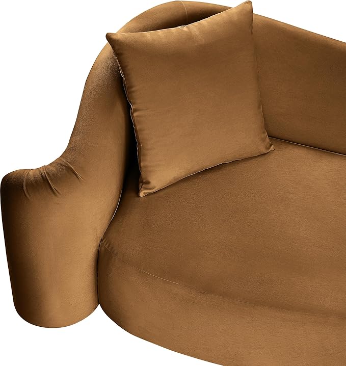 Meridian Furniture 44052Saddle-S Destin Collection Modern | Contemporary Sofa with Ultra Luxe Saddle 460 GSM Velvet, Rich Curves, 91" W x 34.5" D x 31" H, Saddle