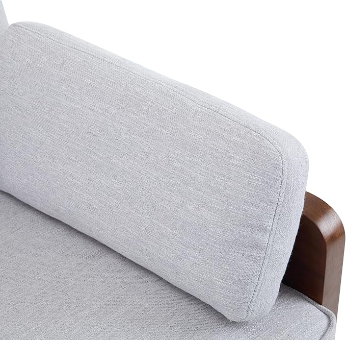 Christopher Knight Home Arboris Modern Rubberwood Frame, Fabric Upholstered Loveseat, Living Room/Bedroom/Apartment Couch/Sofa with Toss/Back Pillows and Removable Cushions, Light Gray+Light Walnut