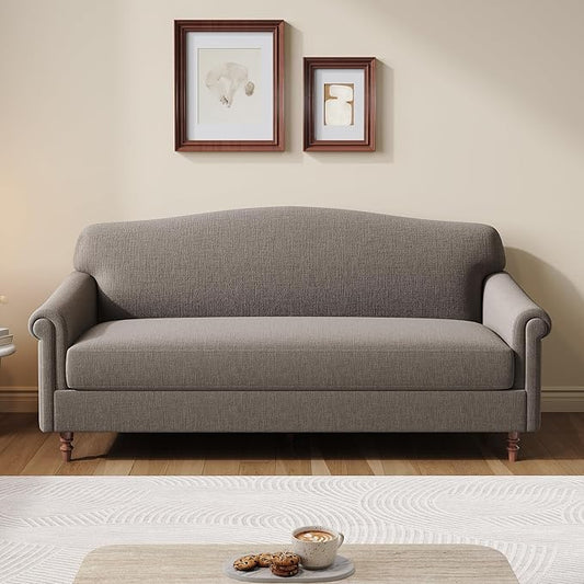 Christopher Knight Home Sola 77.5'' Modern Chenille Upholstered Loveseat Sofa with Rolled Armrest and Rubberwood Frame, 2-Seater Home Sofa Living Room, Comfy Couch for Hotel/Apartment, Brown