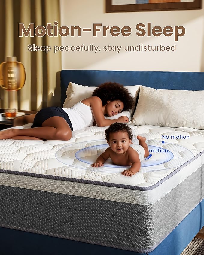TXO Queen Mattress 12 Inch, Medium Firm Hybrid Mattress, Cool & Dry Anti-Static Cotton Knit, Easy to Clean, Wave Memory Foam and Enhanced Pocketed Springs for Pressure Relief and Back Pain Relief