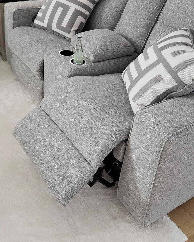Signature Design by Ashley Biscoe Power Reclining Sofa, Easy View Headrest & Zero-Gravity Recline, Next-Gen Nuvella Polyester, Extended Ottoman, 88" Living Room Seating