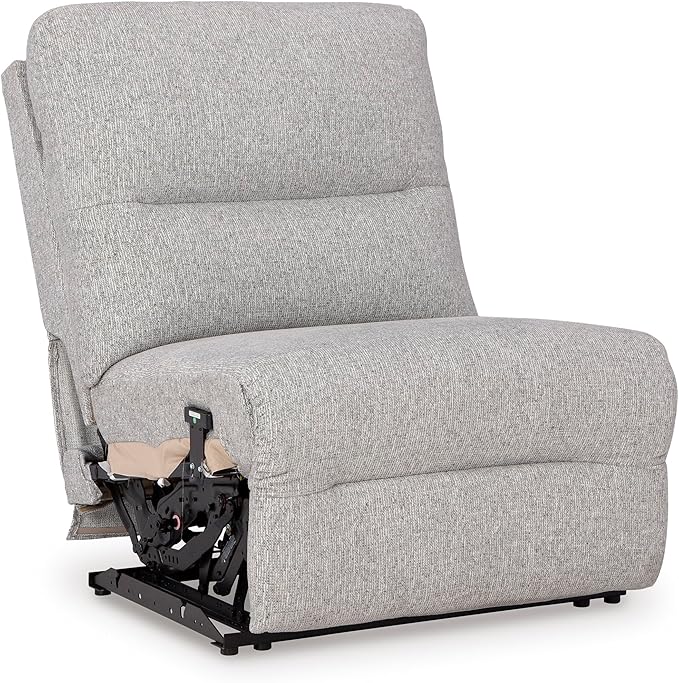 Signature Design by Ashley Acklen Place Modern U-Shaped Modular Stain-Resistant 6-Piece Power Reclining Sectional with Chaise, Adjustable Headrest, USB Charging Ports and Console, Light Gray