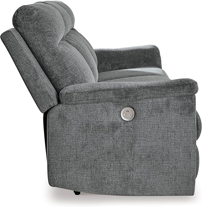 Signature Design by Ashley Barnsana Minimalist Power Reclining Sofa with USB Charging Ports, Gray