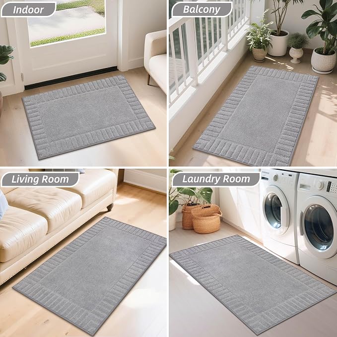 BEQHAUSE Door-Mat Non-Slip Front Doormat Low-Profile Entrance Mats for Front Door Entry Resist Dirt Washable Doormat Absorbent Entryway Door Mat,Light Grey,32"x48" - Image 8