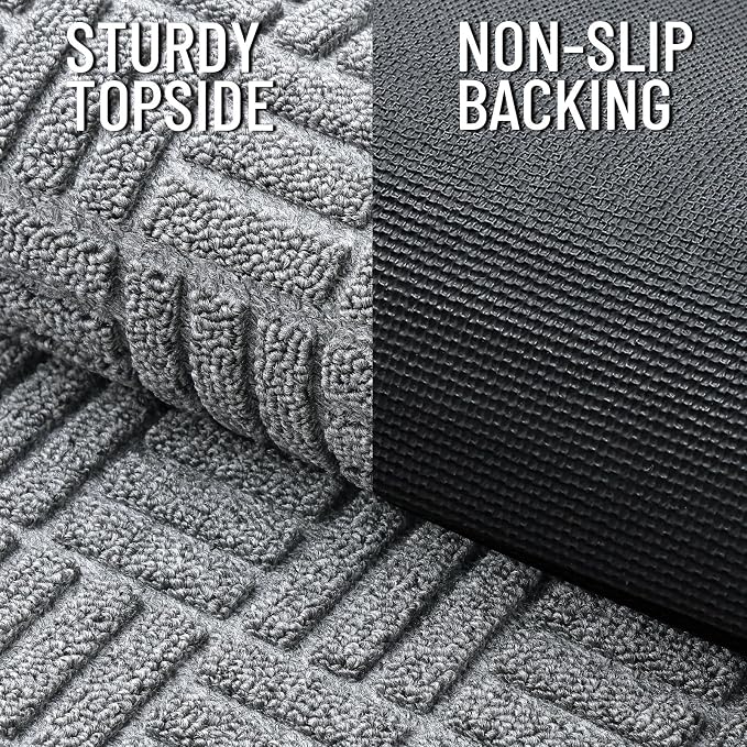 OLANLY Front Door Mat Outside Entrance 59x23, Absorbent, Heavy Duty Sturdy Natural Rubber Doormat Indoor Outdoor, Non-Slip, Stain and Fade Resistant, Low Profile Floor Mat for Entryway, Charcoal Gray - Image 3