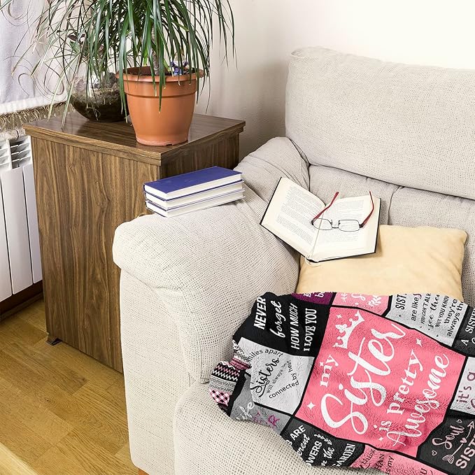 Ruvinzo Sister Gifts from Sis, Sisters Birthday Gift Idea, Best Sister Ever Gift for Women, Birthday Gifts for Sisters, Sis Soft Throw Blanket 80" x 60"
