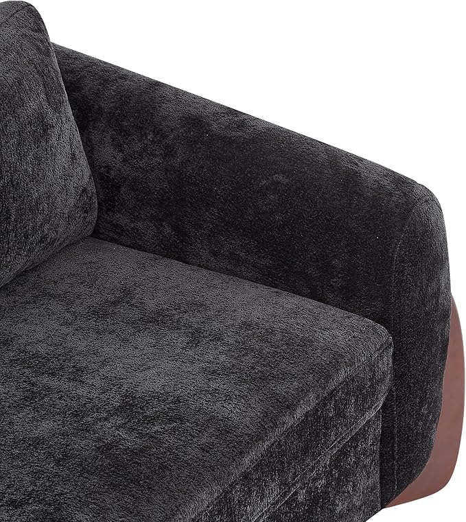 Christopher Knight Home Taki 89 Inches Sofa Couch, Cozy Chenille Upholstered 3-Seater Sofa, Wood Frame Couches, Comfy Home Sofa Living Room and Office, Lounge Seating with Armrests, Black
