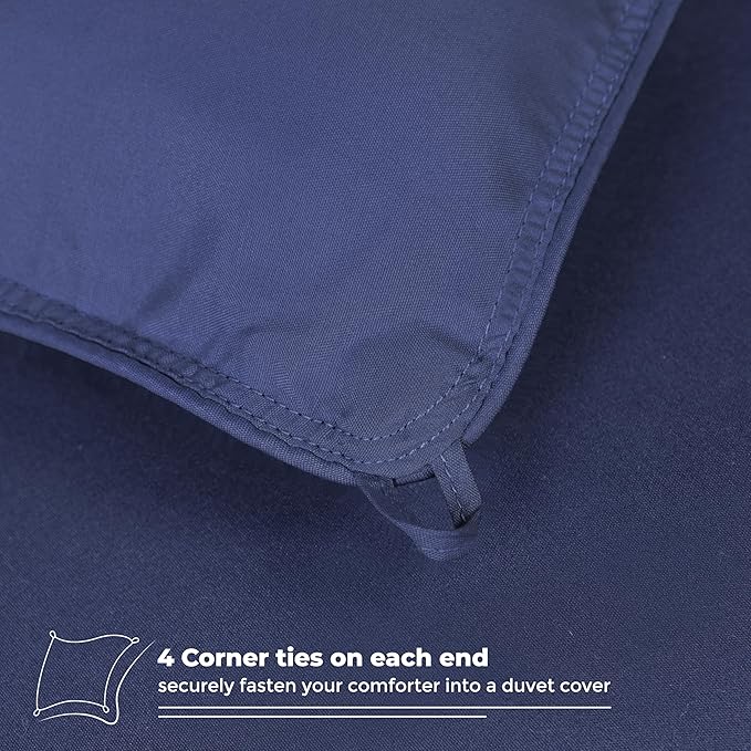 Superior Brushed Microfiber Comforter, Down Alternative Bedding, Medium Weight, Soft Bed Cover, Plush Duvet Insert, Oversized Blanket, Box Quilt, Reversible Comforter, Twin/Twin XL, Navy Blue