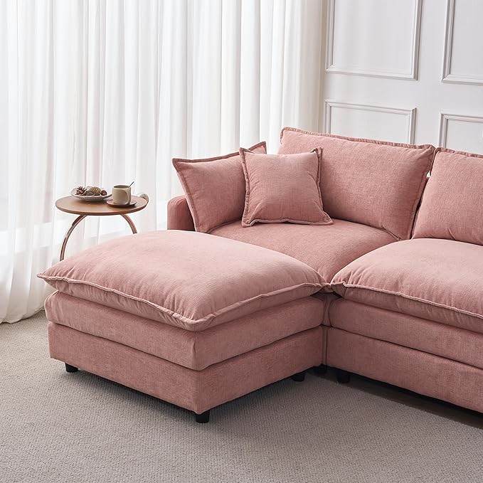 105" Oversized Modular Cloud Sectional Sofa Free Convertible L-Shaped Corner Sectional with Movable Ottoman, Chenille Upholstered Multiple Cushions Cloud Sofa Couches | Easy to Assemble