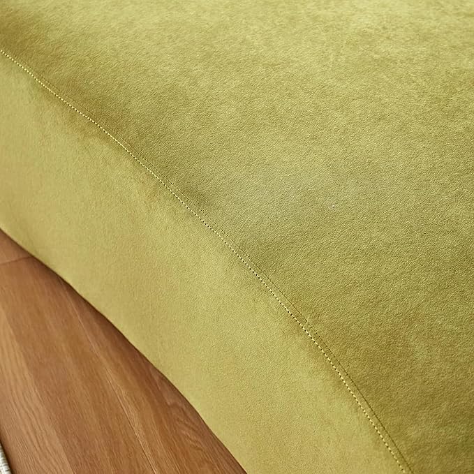 132" Curved Sofa with Throw Pillows, 6 Seater Luxury Velvet Couch with Half Moon Design and High-Density Foam, Ideal for Modern Living Room, Office & Apartment, Olive Green