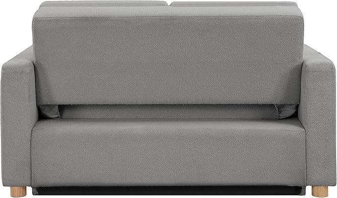 Serta Tulsa 66.1" Convertible Sleeper Loveseat, Full Size, Dreamcoil Comfort, FingerGuard Pinch Point Protection, Boucle Fabric, Grey