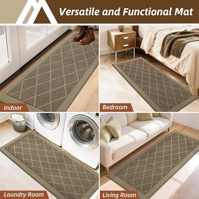 COSY HOMEER Non-Slip Door Mat 20"x48", Entryway Rugs Low Profile Absorbent Dirt Trapper Doormat for Front Entrance, Washable Polypropylene Entry Mat (Beige) - Image 8