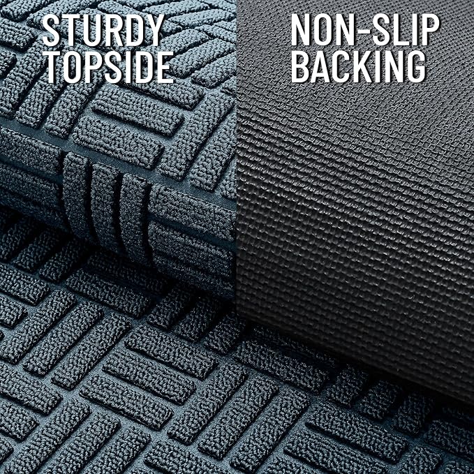 OLANLY Front Door Mat Outside Entrance 29.5x17, Absorbent, Heavy Duty Sturdy Natural Rubber Doormat Indoor Outdoor, Non-Slip, Stain and Fade Resistant, Low Profile Floor Mat for Entryway, Lake Blue - Image 5