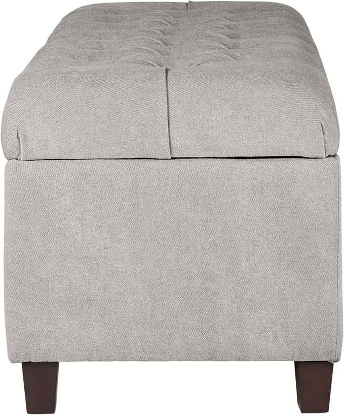 Homepop Home Decor | Tufted Ainsley Button Storage Ottoman Bench with Hinged Lid | Ottoman Bench with Storage for Living Room & Bedroom, Grey - Image 11