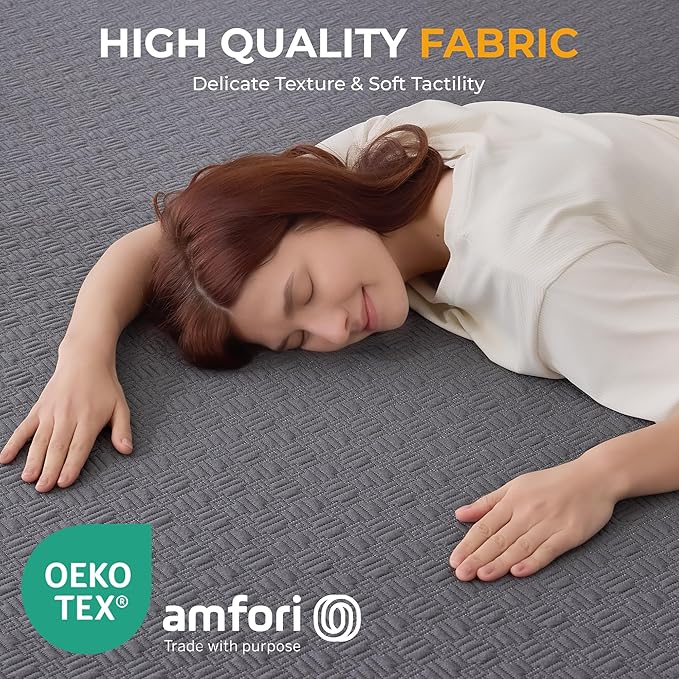 BDEUS 3 Inch Mattress Topper Twin Size, Soft Memory Foam for Back Pain Relief, Breathable Bed Topper with Dark Grey Cover, CertiPUR-US Certified