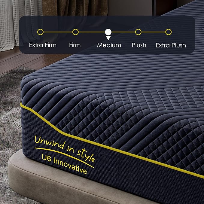 Full Mattress 12 Inch Memory Foam Medium with Green Tea Cooling Gel, CertiPUR-US Certified, Breathable & Supportive Mattress in a Box, Navy Blue