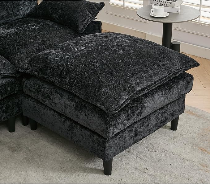 121-Inch U-Shaped Sectional Cloud Sofa Oversized Modular 6 Seaters Sofa Couch with 2 Ottoman Chaise and Pillow Armrest, Chenille Upholstered Convertible Cloud Couch