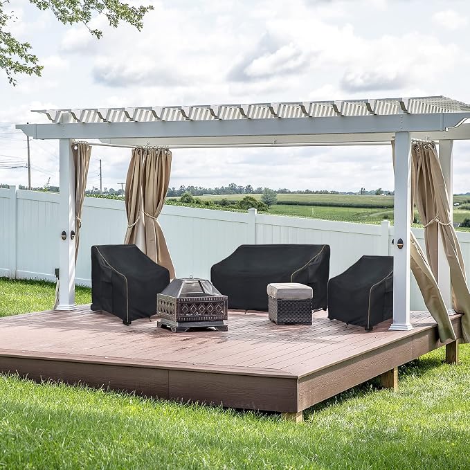 Patio 3-Seater Sofa Cover,Outdoor Couch Cover Fits up to 79W x 38D x 35H Inches,100% Waterproof Heavy Duty Patio Furniture Covers,Black - Image 8