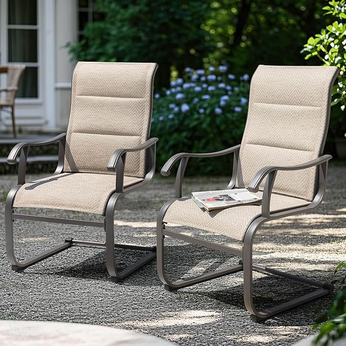 NUU GARDEN Patio Dining Chairs Set of 2, Outdoor Dining Chairs with Breathable Textilene Seat, All-Weather Patio Furniture for Garden Deck Backyard Porch, Grayish Beige - Image 5