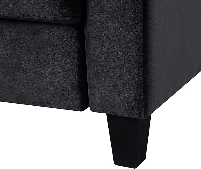 Upholstered Single Sofa Chair,Mordern Armchair with Wooden Legs for Living Room,Bedroom and Office,Black