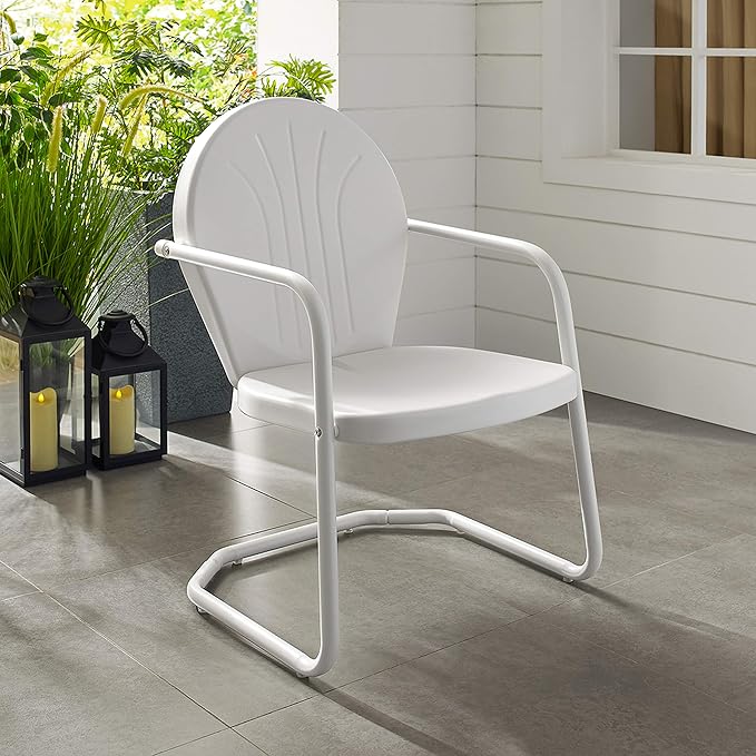 Crosley Furniture Griffith Outdoor Chair, Retro Metal Patio Chairs for Dining, Porch, Deck, Balcony, White - Image 6