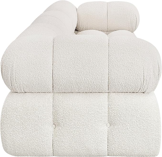 Meridian Furniture 611Cream-S102A Ames Collection Modern | Contemporary Modular Sofa with Rich Cream Boucle Fabric, Modular to Create Infinite Configurations, 102" W x 34" D x 28" H, Cream