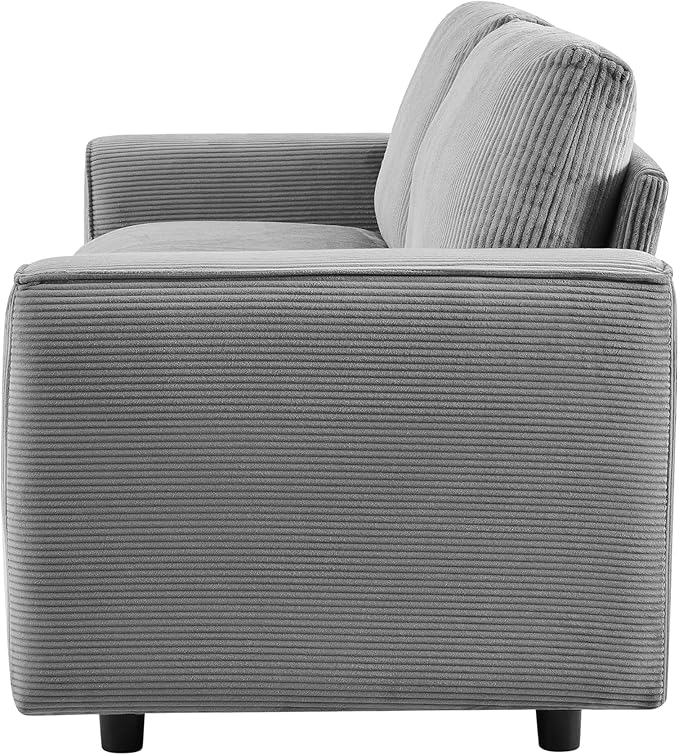 AC Pacific Derek Modern Corduroy Accent Chair for Living Room, Tufted Arm Chair with Plush Upholstery, High-Density Foam, Sleek Black Legs, Durable Wooden Frame, Chair, Grey