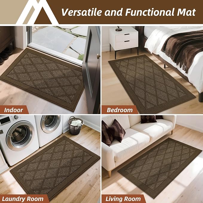 COSY HOMEER Non-Slip Door Mat 36"x60", Entryway Rugs Low Profile Absorbent Dirt Trapper Doormat for Front Entrance, Washable Polypropylene Entry Mat (Dark Brown) - Image 7