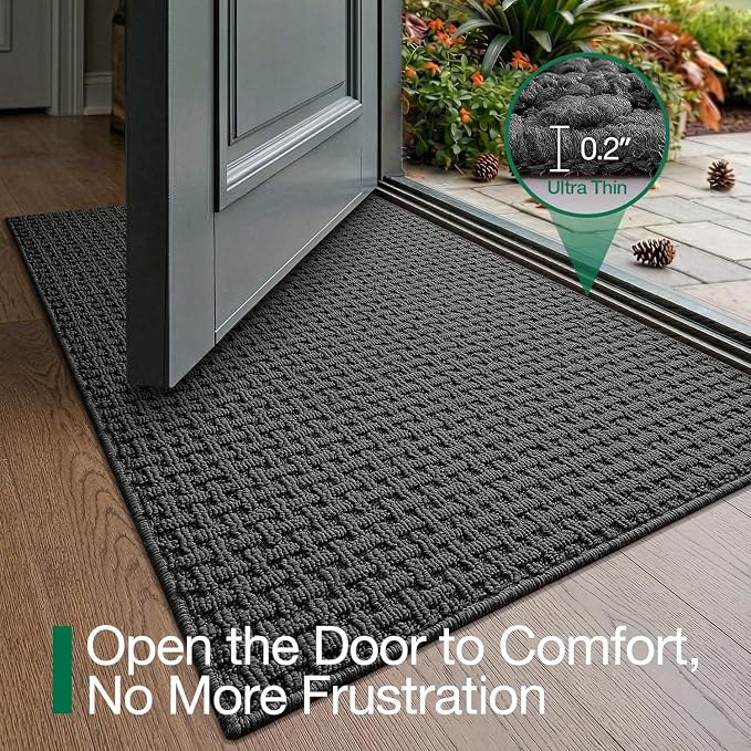 LUMI Washable Door Mat Indoor Entrance 48x72, Dirt Trapper Front Door Mats with Absorbent Interior and Non-Slip Rubber Backing, Entryway Doormat, Grey - Image 7