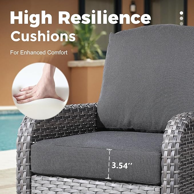 2 Pieces Wicker Patio Chairs - Outdoor Rattan Chairs Set of 2,All-Weather PE Wicker Dining Chair Set with High Back and Deep Seating for Deck Porch,Black