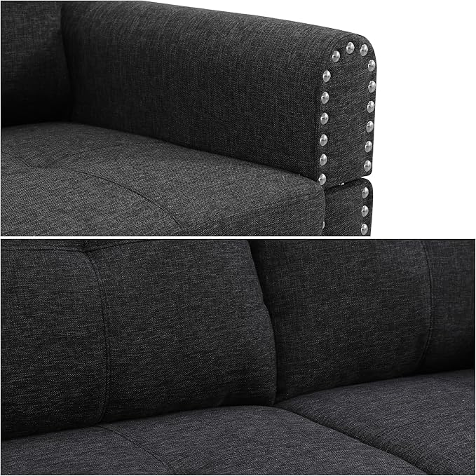 Sectional Couches for Living Room Furniture, 4 Seat L Shaped Couches with Ottoman, Modular Sectional Sofa for Apartment Furniture Sets, Grey