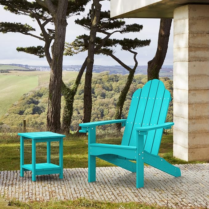 LUE BONA HDPS Adirondack Chairs Set of 2, Fire Pit Outdoor Chair Weather Resistant with Cup Holder, Modern Plastic Chair Plastic for Patio, Deck, Proch, 350LBS, Aruba Blue - Image 6